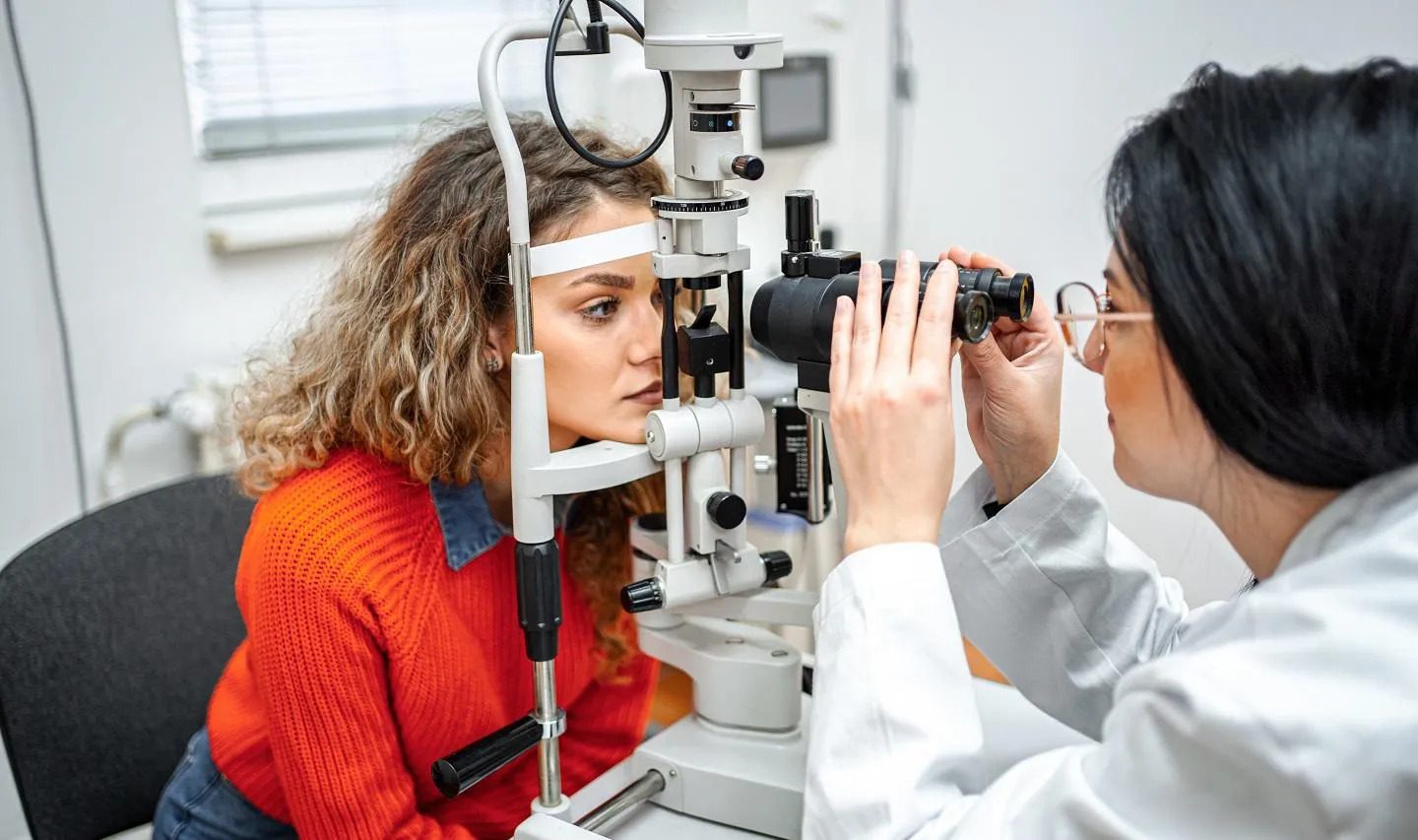 Woman undergoing an eye exam